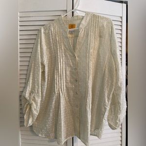Ruby Rd. Off White Button Down Long Sleeve Blouse